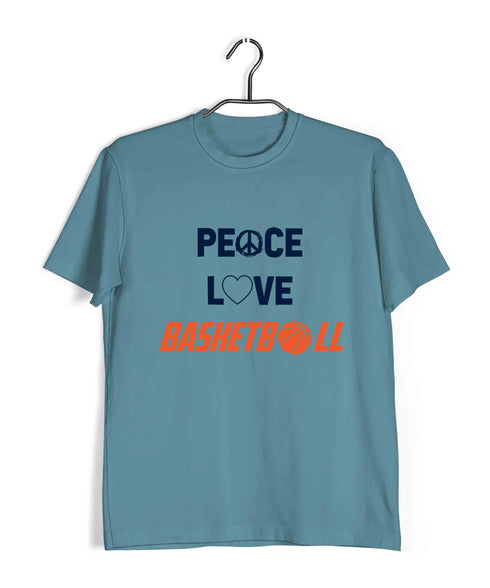 Basketball Peace Love Basketball Sports Casual Graphic Printed T-Shirt for Men